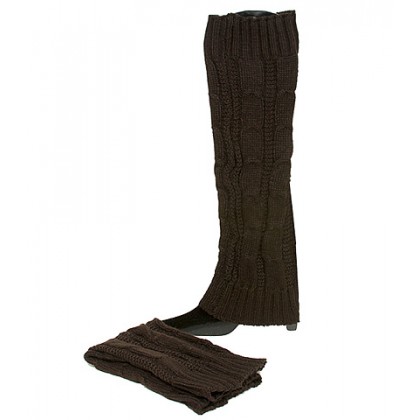 Socks/ Leg Warmers - 12 Pairs Knitted Leg Warmers - Brown